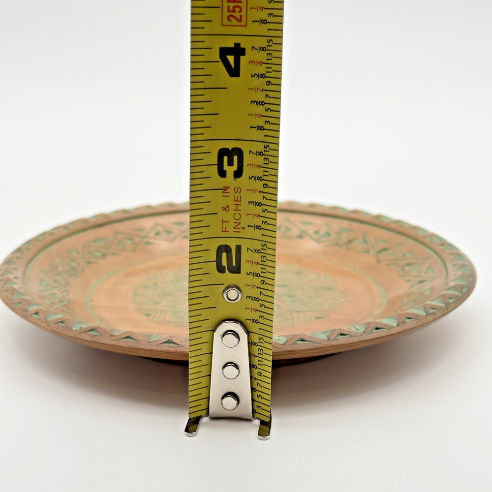 Vintage Hand Carved Wood Plate Trinket Dish Hand Painted Folk Art 6.25" - Picture 5 of 5